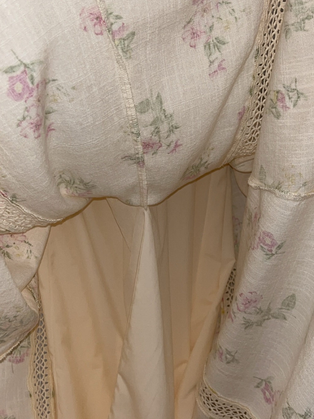 NWT Caroline Constas NY Womens S Ivory Floral Linen Maxi Dress Crochet Lace Trim - Picture 10 of 10